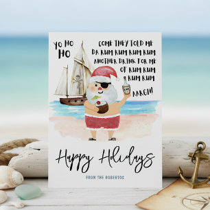 Yo Ho Ho Piraten-Weihnachtsmann-Rum-Strand-Weihnac Feiertagskarte