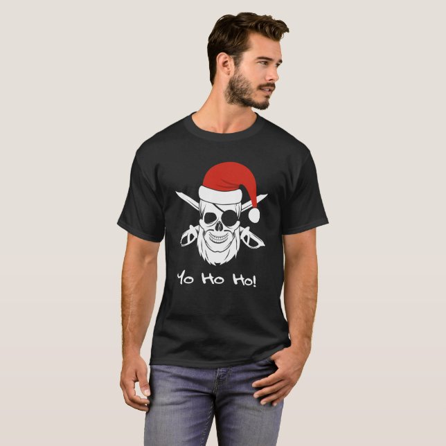 Yo Ho Ho Piraten-WeihnachtsWeihnachtsmannmütze T-Shirt (Vorne ganz)