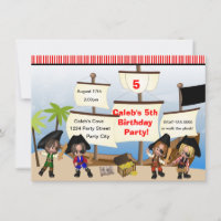 Yo Ho Ho Pirates & Ship Geburtstagsparty Einladung