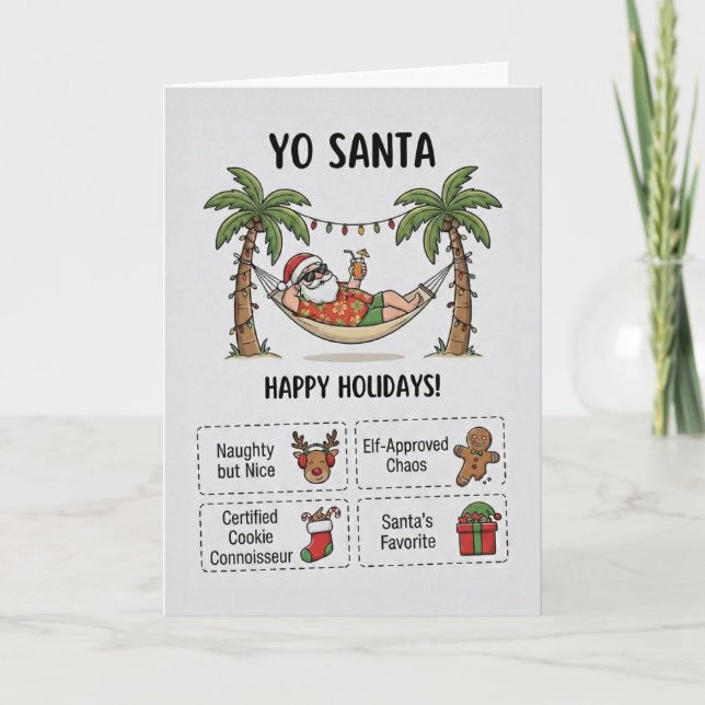 Yo Santa Funny Summer Christmas Tropical Holiday Karte (Vorderseite)