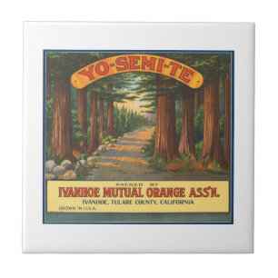 YO-SEMI-TE Vintage Fruchtkäfigmarke Fliese