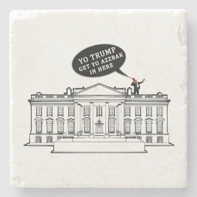 YO TRUMP - MAGA für WHITEHOUSE Steinuntersetzer (Vorderseite)