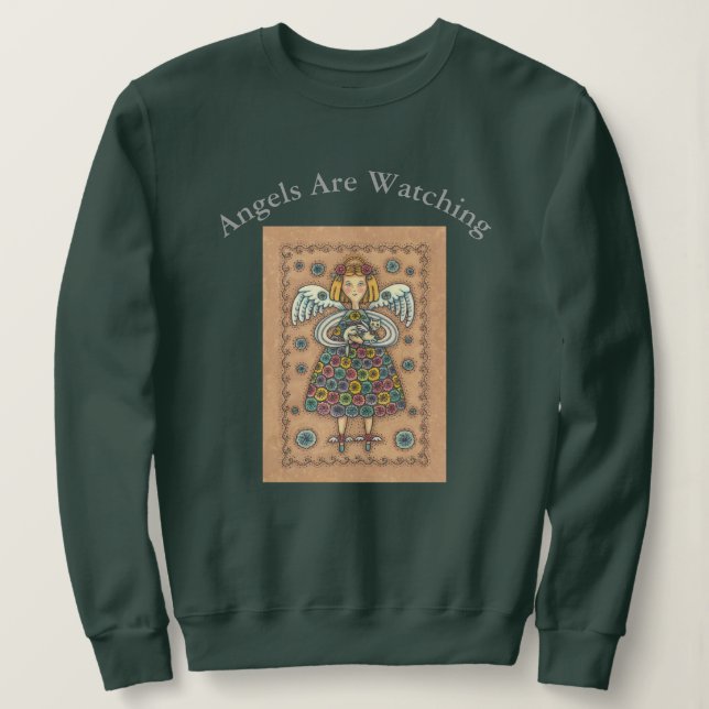 Yo Yo Quilt GUARDIAN ANGEL AND CAT SWEATSHIRT (Design vorne)