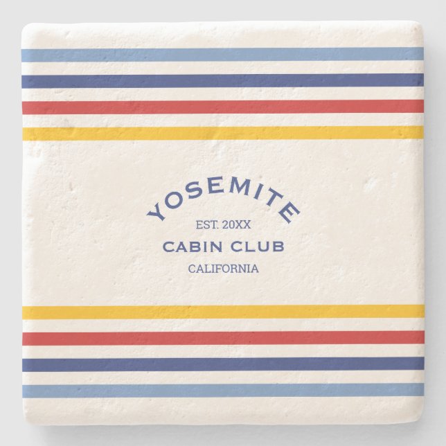 Yoesmite Cabin Club Custom Wappen Park Streifen Steinuntersetzer (Vorderseite)