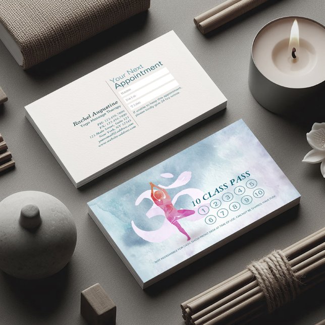 YOGA 10 Class Pass Termin Meditation Pose Om Treuekarte (Von Creator hochgeladen)