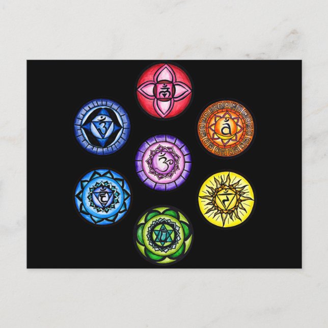 Yoga - 7 Chakras Energy Postkarte (Vorderseite)