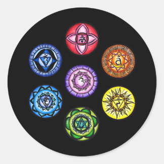 Yoga - 7 Chakras Energy Runder Aufkleber