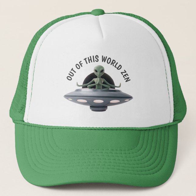 Yoga Alien Hat Truckerkappe (Vorderseite)