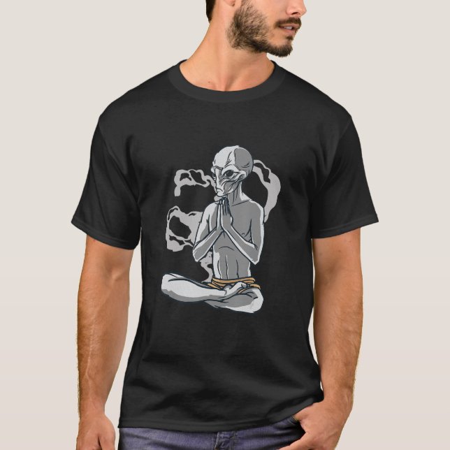 Yoga-Alien-Meditation T-Shirt (Vorderseite)