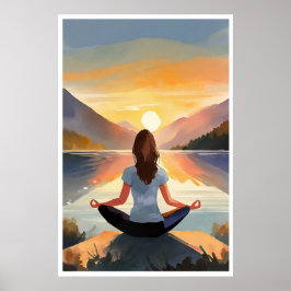 Yoga am See bei Sonnenuntergang Poster