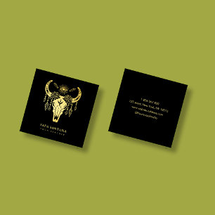 Yoga Animal Skull Mystical Eye Black and Gold Quadratische Visitenkarte