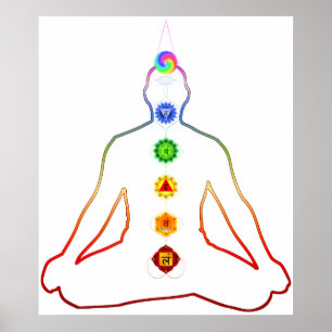 Yoga Asana Siddhasana Pose mit 7 Chakras Poster