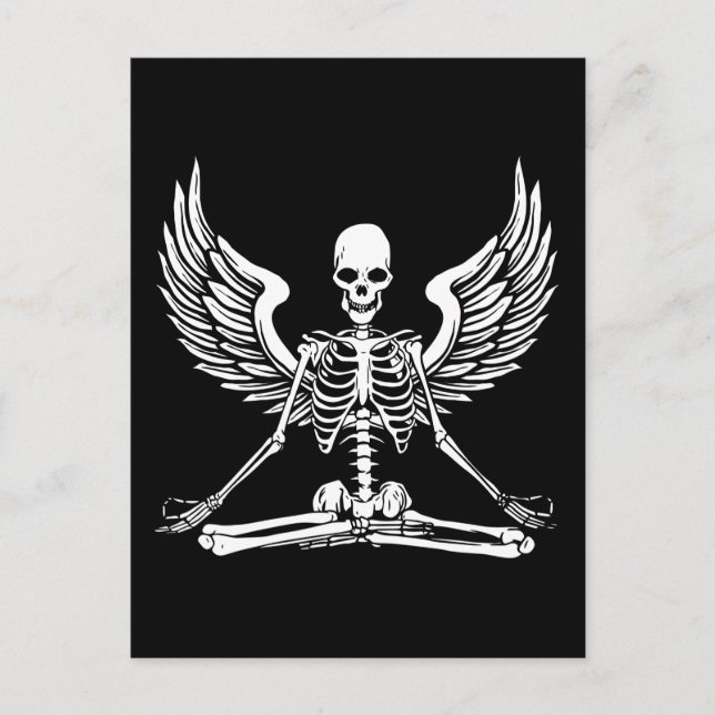 Yoga Ästhetik Goth Wings Meditat Skelett Angel Postkarte (Vorderseite)