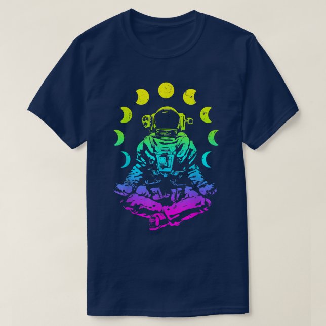 Yoga Astronaut Moon Phase Zen Meditation Lotus Pos T-Shirt (Design vorne)