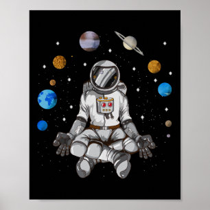 Yoga Astronaut Raum Galaxie Planeten Meditieren Mo Poster