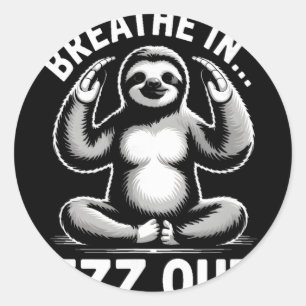 Yoga Atme Ein Zzz Atme Aus Faultier _5 Runder Aufkleber
