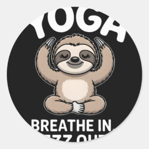 Yoga Atme Ein Zzz Aus Faultier _1  Runder Aufkleber