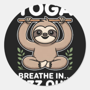 Yoga Atme Ein Zzz Aus Faultier _7 Runder Aufkleber