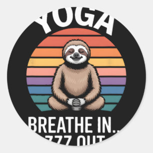 Yoga Atme Ein Zzz Aus Faultier _8 Runder Aufkleber