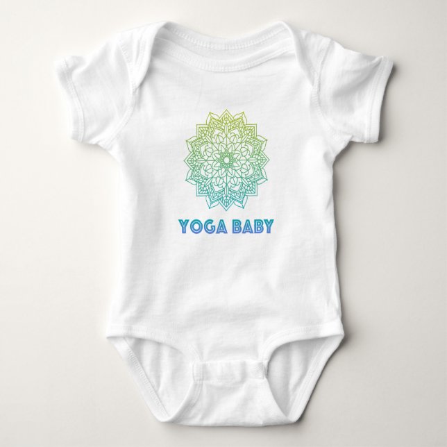 Yoga Baby Bodysuit mit grünem Mandala Baby Strampler (Vorderseite)