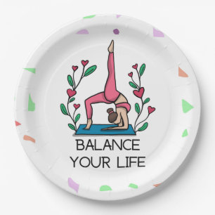 Yoga Balance Eure Lebensfrau in rosa posierend Yog Pappteller