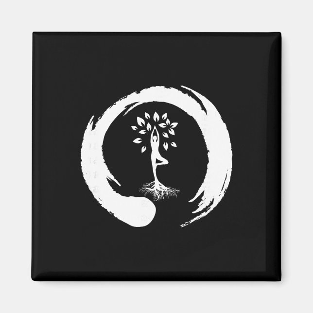 Yoga Baum des Lebens Yin Yang Meditation  Magnet (Vorne)