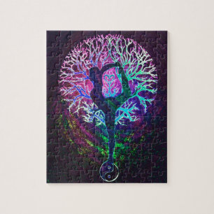 Yoga-Baum Friedensregenbogen Puzzle