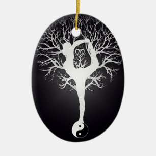 Yoga-Baum Keramikornament