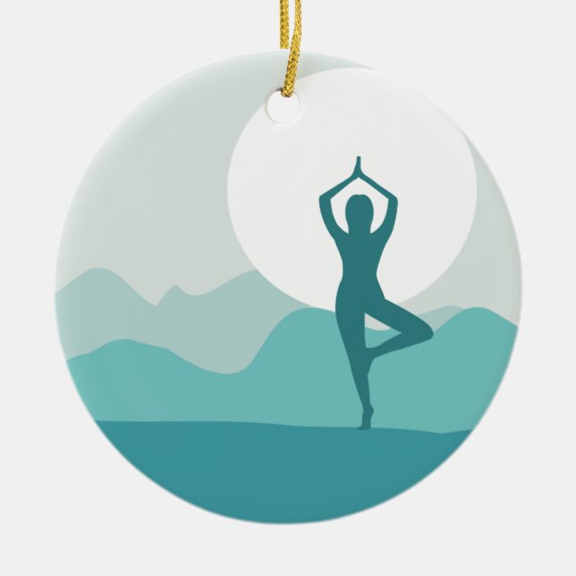 Yoga-Baum-Pose Keramikornament (Vorne)