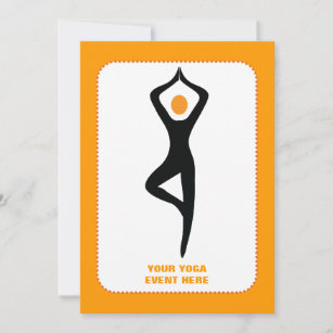 Yoga-Baum-Pose schwarz, orange, kundenspezifisch Einladung