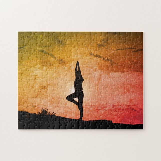 YOGA BEIM SONNENUNTERGANG PUZZLE (Horizontal)