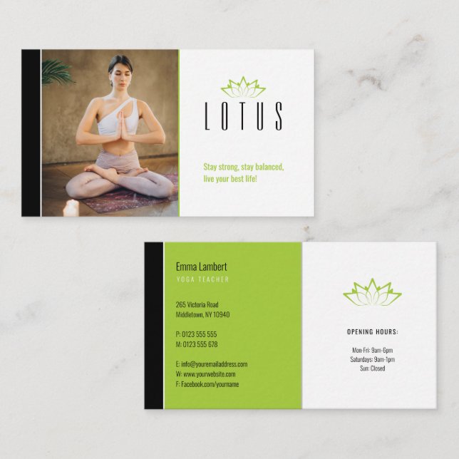 Yoga | Beruflicher Lehrer Visitenkarte (Vorne/Hinten)