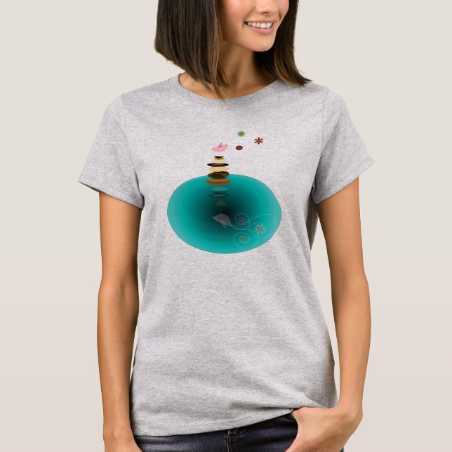 Yoga, Birdy Balanceakt. T-Shirt (Vorderseite)