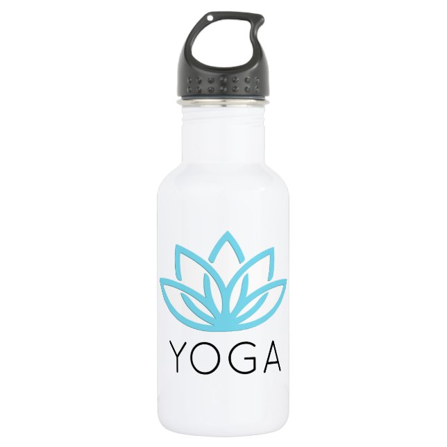 Yoga blaues einfaches Lotus Waterbottle Trinkflasche (Vorderseite)