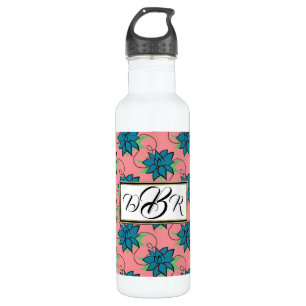 Yoga Blue Lotus Blume Monogramm Edelstahlflasche