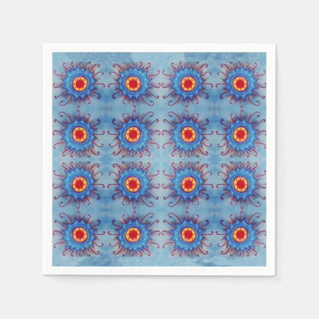 Yoga Blue Mandala Musterpapier Napkins Serviette (Vorderseite)