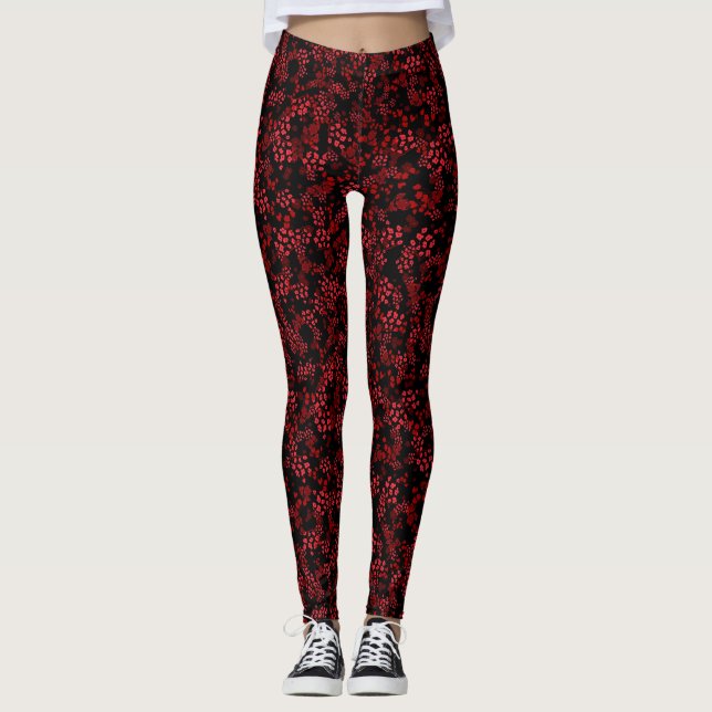 Yoga-Blume in dunkelroter Farbe kombinieren Leggings (Vorderseite)