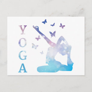 Yoga-Blume und Schmetterlingsdarstellung Postkarte