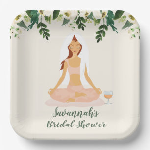 Yoga-Braut Mimosa-Junggesellinnenabschied Braunes Pappteller