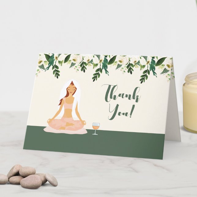 Yoga Bride Mimosa Brautparty Danke Ihnen Red Hair (Yoga Bride Red Hair Thank You Note )