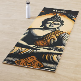 Yoga Buddha in Orange und Schwarz Yogamatte