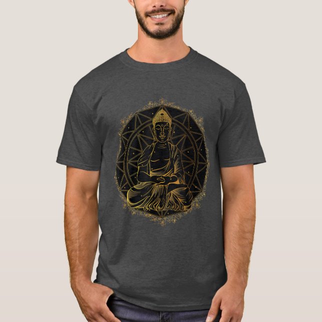 Yoga Buddha Mandala Design für Männer Mandala T-Shirt (Vorderseite)
