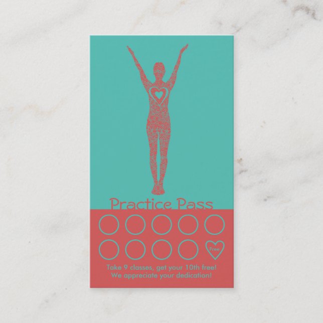 Yoga Business Card 10 Class Pass Treuekarte (Vorderseite)