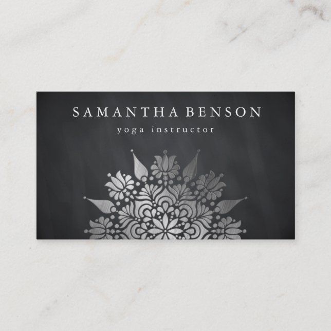 Yoga Business Card für elegante Black & White Sun  Visitenkarte (Vorderseite)