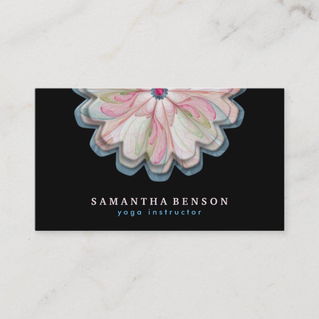 Yoga Business Card für elegante Lotus Blume Visitenkarte (Vorderseite)
