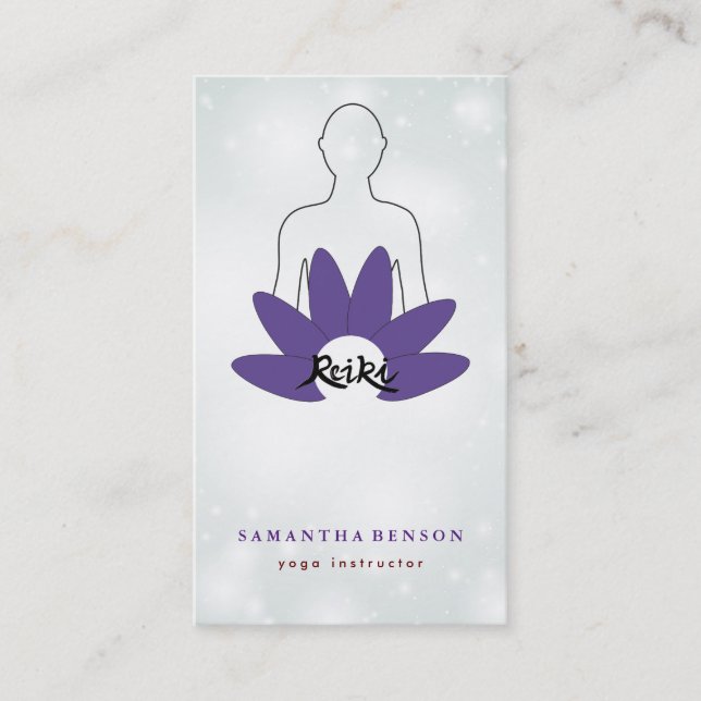 Yoga Business Card für elegante Lotus Blume Visitenkarte (Vorderseite)
