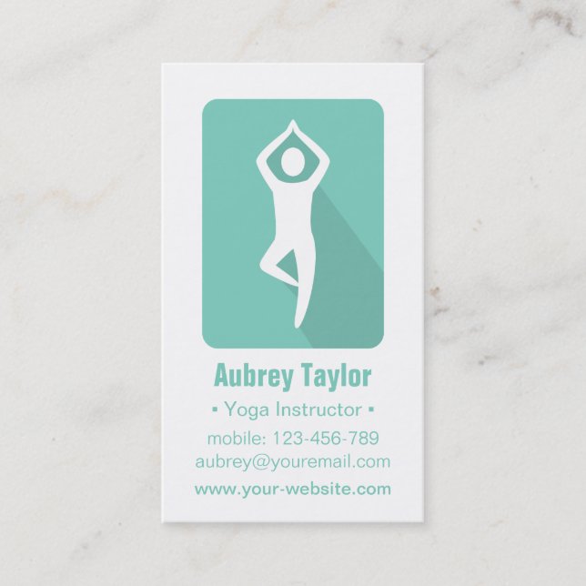 Yoga Business Cards für moderne Tree-Pose Visitenkarte (Vorderseite)