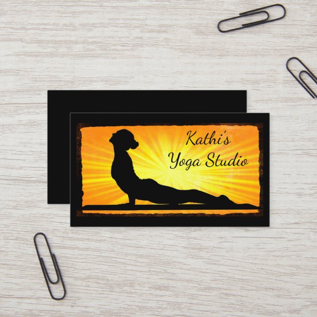 Yoga Business Cards für Orange und Black Mediation Visitenkarte (Vorderseite/Rückseite Beispiel)