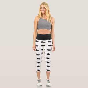 Yoga Capri Schwarz & Weiß mit Schuhdoodle