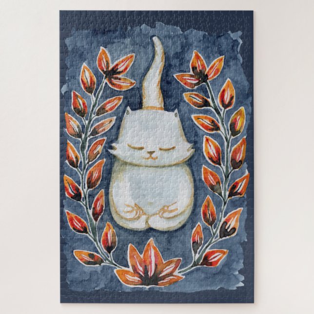 Yoga Cat Indigo Jigsaw Puzzle (Vertikal)